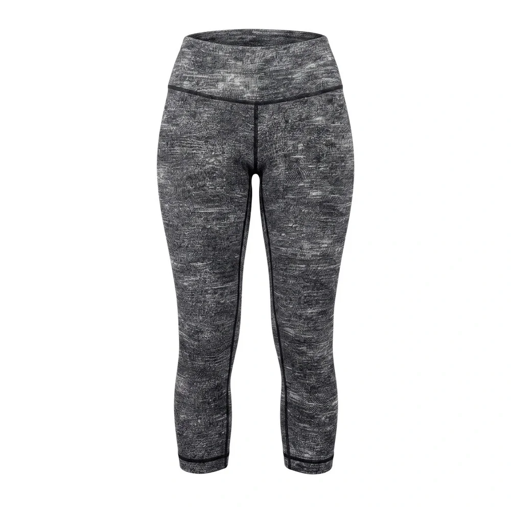 Lululemon Align Crop Leggings Women's Size 8 Space Dye High Rise Black Gray